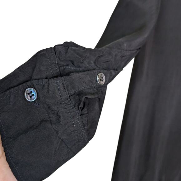 James Perse Crupo Button Front Shirt Dress Medium Black Drawstring Casual - Picture 5 of 11